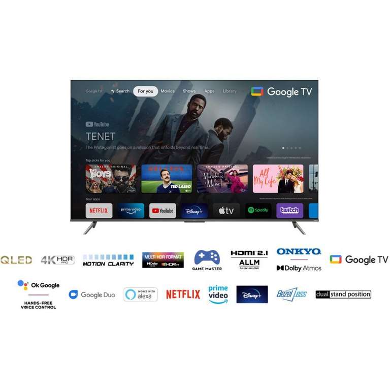 TV 75" TCL 75C635 - QLED, 4K UHD, 50 Hz, HDR Pro, Dolby Vision, Google TV (+ 49.95€ en Rakuten Points) - Via ODR de 150€ (Boulanger)