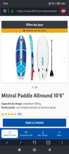 Paddle Allround 10'6" Mistral - Set complet incluant la fonction kayak