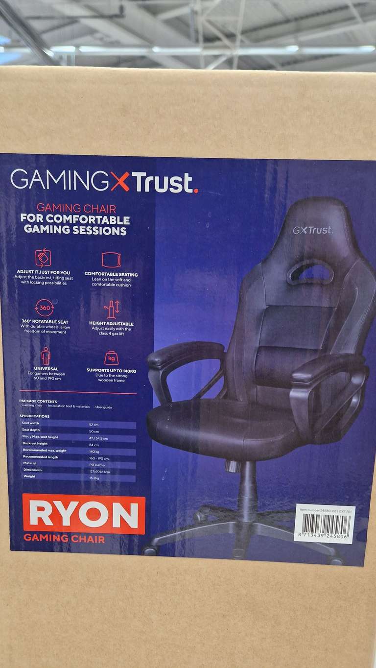 Trust Chaise Gaming Ergonomique Ryon - Noire - PC