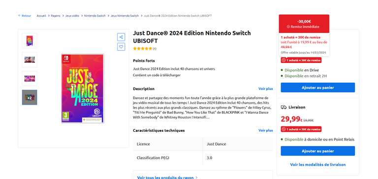Just Dance 2024 Edition sur Nintendo Switch (Code dans la boite) - Saint Brice sous forêt (95), Chelles (77)
