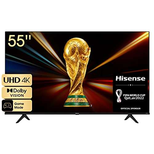 TV LED 55" Hisense 55A6EG Série 2022 - Smart TV, 4K UHD, Dolby Vision HDR, DTS Virtual X, Freeview Play, Alexa intégré, Bluetooth, Noir