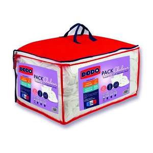 Pack Dodo Chaleur : Couette chaude (240 x 220 cm, 400 g/m²) + 1 oreiller (60 x 60 cm, toucher peau de pêche)