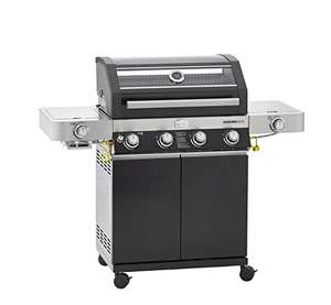 Barbecue à gaz RÖSLE Videro G4-S - 30 mbar, gril 4 brûleurs en acier inoxydable, Prime Zone et brûleur latéral, VARIO+
