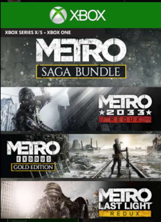 Metro Saga Bundle - 3 jeux: 2033 Redux + Last Light Redux + Exodus Gold sur Xbox One & Series XIS (Dématérialisé)
