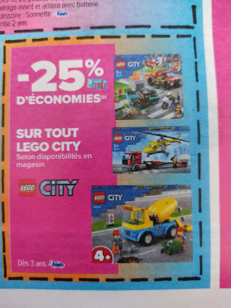 25% remboursés sur la carte fidélité sur les jouets Lego City