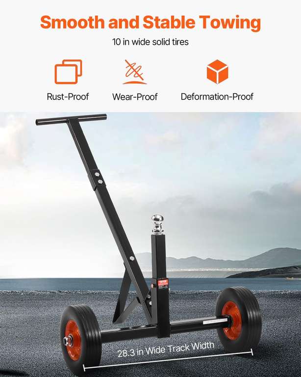 Chariot Déplaceur De Remorque - Capacité 272 Kg, Hauteur Réglable 42/56 Cm, Boule 47,3 Mm - Pour Remorques De Camping-car, Bateau…