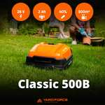 Robot Tondeuse Yard Force - Classic 500B-EU avec Bluetooth pour Jardins jusqu'à 500m² Noir/Orange