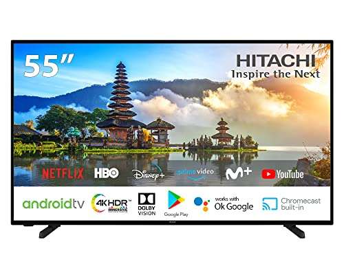TV 55" Hitachi 55HAK5450 - 4K Ultra HD, HDR10, Dolby Vision, Bluetooth, Smart TV; Google Play, Google Assistant, Dolby Atmos