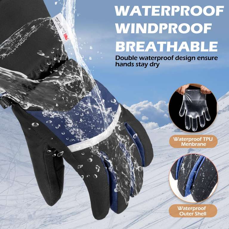 Gants d'hiver imperméables à -34,4 °C pour écran tactile, gants