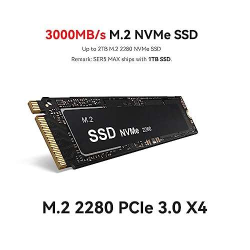 Mini PC Beelink SER5-MAX- AMD Ryzen 7 5800H, 16 Go RAM, 500 Go SSD, 4K@144Hz, BT5.2, Wi-Fi6 (vendeur tiers)