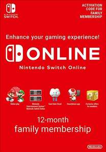 Abonnement de 12 mois au Nintendo Switch Online Family Europe (dématérialisé)