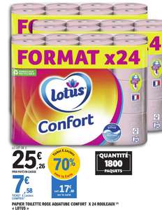 Lot de 3 Paquets de 24 rouleaux de papier hygiénique Lotus Confort - 72 rouleaux (via 17,68€ sur carte fidélité) - Plessis Belleville (60)