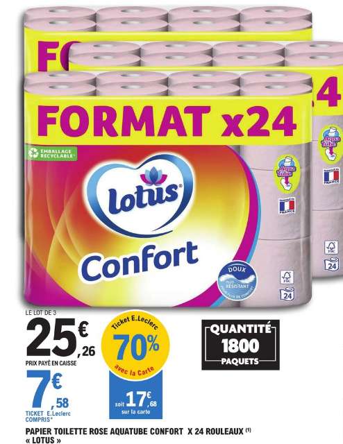 Papier toilette x 24 Confort Lotus