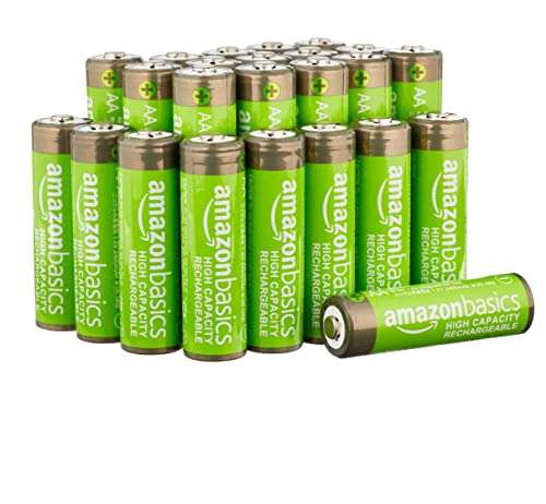 Lot de 24 piles rechargeables Amazon Basics - AA, Haute Capacité, 2400 mAh