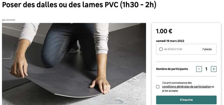 Cours poser des dalles ou des lames PVC (1h30 - 2h) le samedi 19 mars 2022 à Ivry-sur-Seine (94)