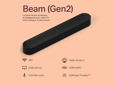 Barre de son Sonos Beam Gen 2 - Noir