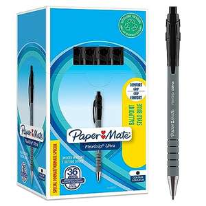 36 stylos bille Paper Mate rétractable, pointe moyenne (1,0 mm) encre noire (via coupon et Prévoyez et Economisez)