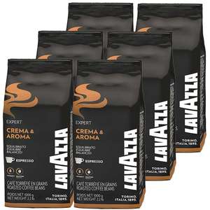 Lot de 6 paquets de café en grain Lavazza Crema & Aroma Expert - 6 x 1 kg (cafemalin.com)
