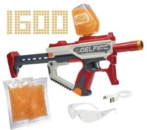Pistolet à billes hydratées Nerf Pro Gelfire, Blaster Mythic, Chargeur-trémie 800 billes, Lunettes protection, 1600 billes inclus