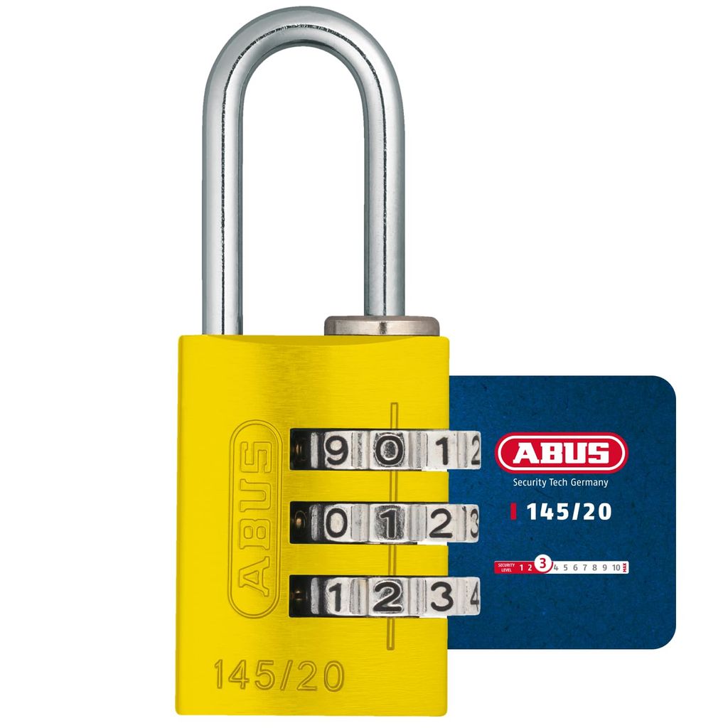 Cadenas à Combinaison Abus 145/20 - Aluminium, Code 3 Chiffres plusieurs coloris disponibles