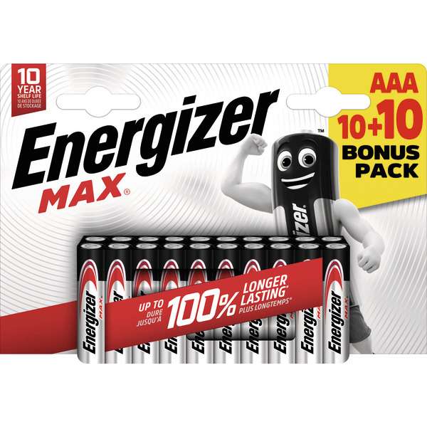 Lot de 20 piles Energizer Max - AAA ou AA
