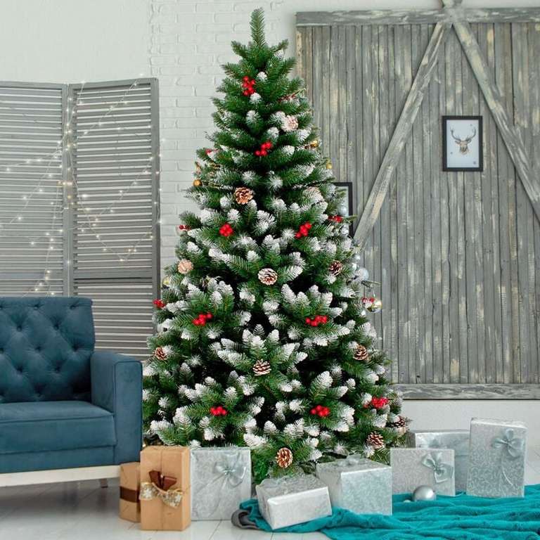 Sélection de sapins de Noël en promotion - Ex : Sapin de noël 210 cm artificiel écologique avec décorations Rovaniemi
