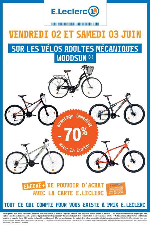 [Carte fidélité] 70% de remise immédiate sur une sélection de vélos mécaniques de la marque Woodsun - Wattrelos, Roubaix (59)