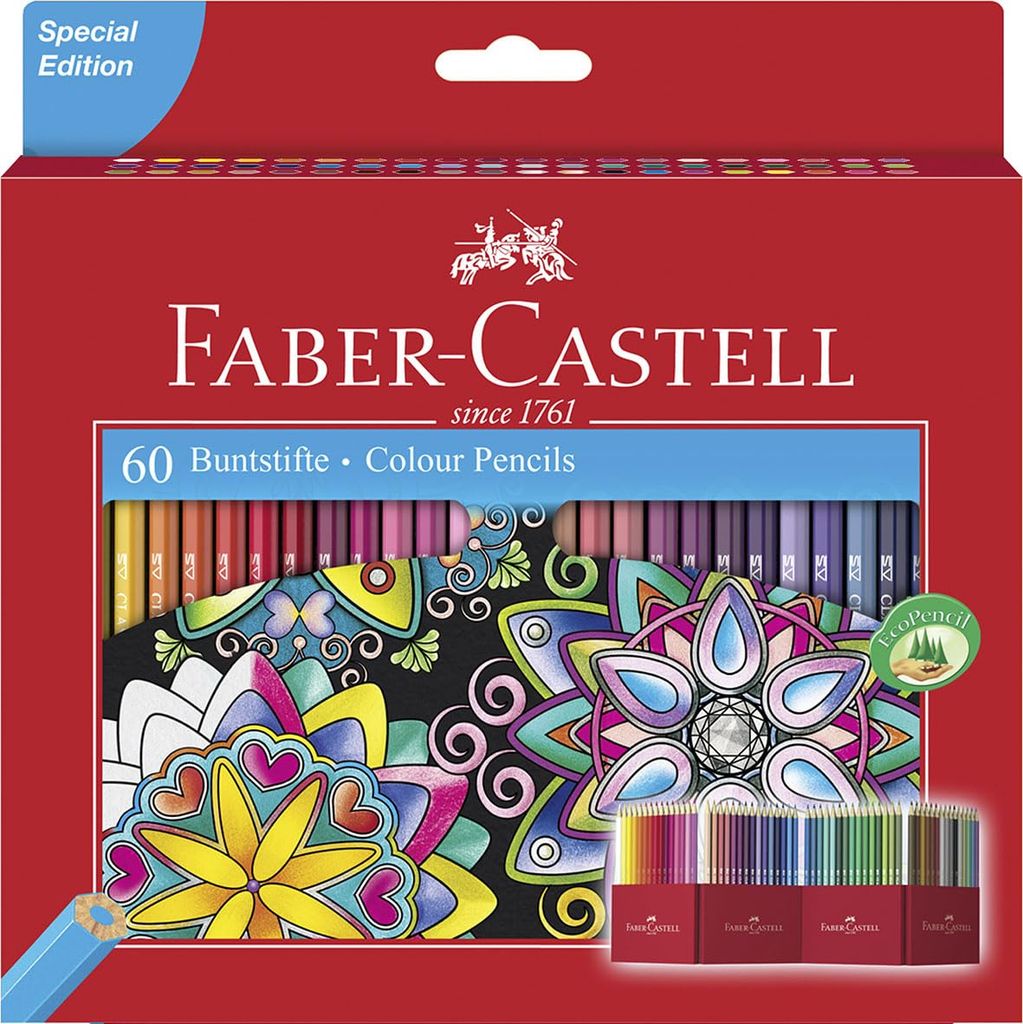 Coffret de 60 crayons de couleur Faber-Castell Castle – Mines résistantes à la casse