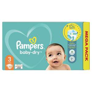 Méga pack de couches Pampers Baby Dry - différentes tailles (via 21€ sur la carte fidélité)