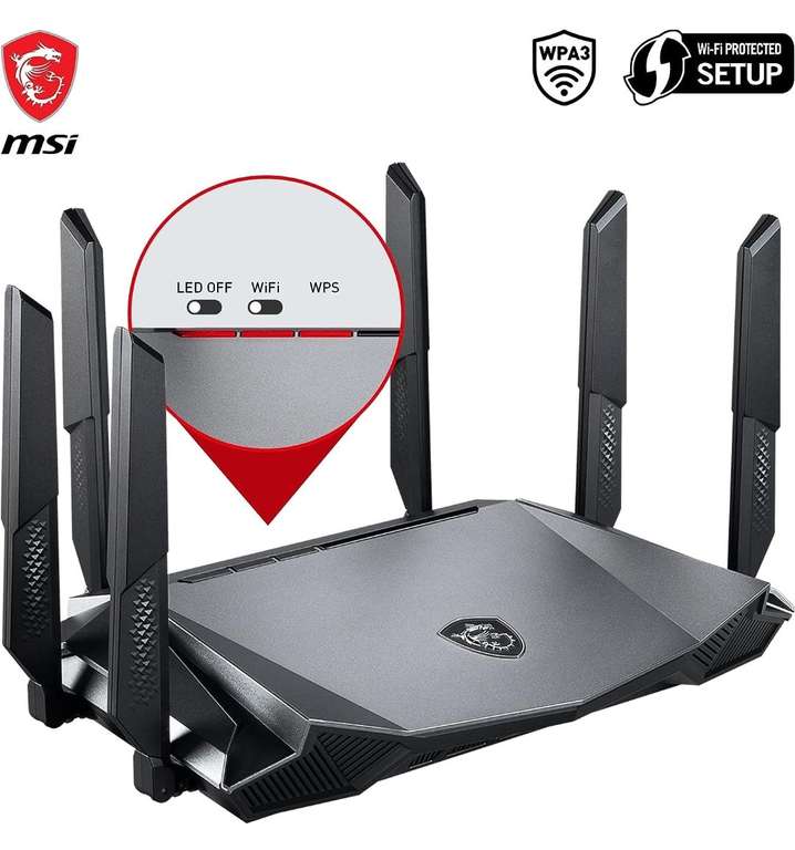 Routeur Tri-Bande MSI Radix AX6600 WiFi 6, WPA3, WAN/LAN 2.5G & 4 x Ports LAN 1G