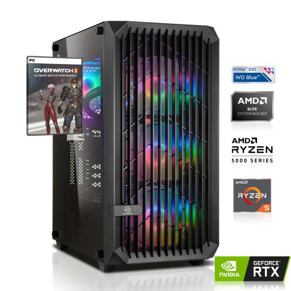 PC Fixe AMD Ryzen 5 5600X - 16 Go RAM DDR4, RTX 4070 Ti 12 Go, SSD M.2 1 To