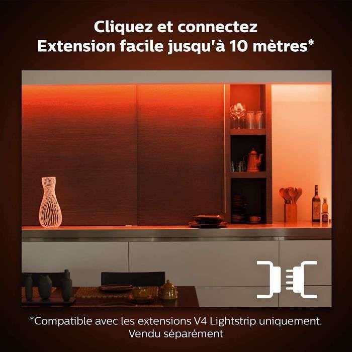 Extension Philips Hue White & Color Ambiance Indoor LightStrips Plus - 1 mètre , V4, fonctionne avec Alexa, Google Assistant, Apple Homekit