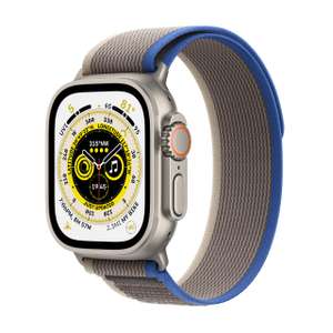 Montre connectée Apple Watch Ultra GPS + Cellular, 49mm - Boîtier en Titane avec Boucle Trail Bleu/Gris, S/M