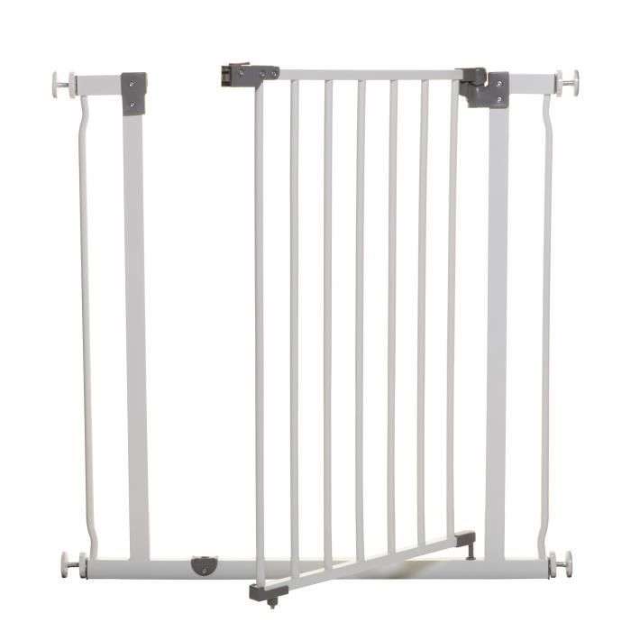 Barrière de sécurité Dreambaby Liberty - Fixation par pression, Ouverture à double sens, 75 à 81 cm, Blanc