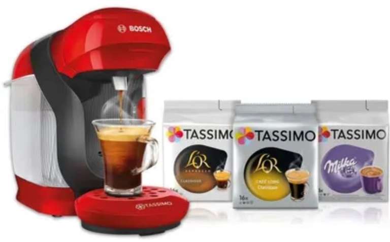 Machine à dosettes Bosch Tassimo Style TAS1103 - 1400W, Rouge + 3 paquets de 16 capsules