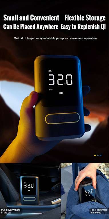 Pompe à air électrique T-AP77 - Écran LCD, Lampe LED intégrée, USB-C, 150 PSI, 4000mAh (Entrepôt Tchéquie)