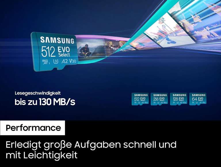 Carte mémoire microSDXC Samsung EVO Select UHS-I U3 - 512 Go