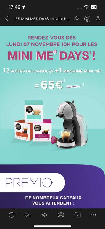 Cafetière Mini Me Dolce Gusto + 12 boîtes de capsules au choix