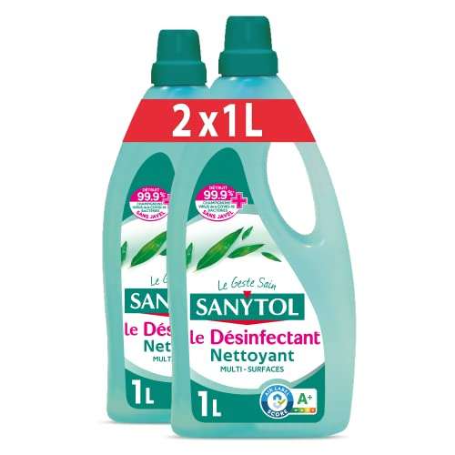 Lot de 2 bouteilles de 1L de désinfectant nettoyant multi-surfaces Sanytol  (via Prévoyez et Économisez + coupon si compte éligible) –