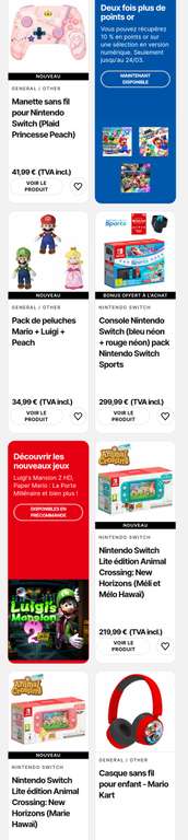 Sélection de produits Nintendo en promotion - Ex : Manette sans fil PowerA Plaid Princesse Peach pour Nintendo Switch