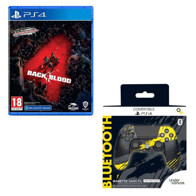 Sélection d'offres Manette compatible PlayStation 4 bluetooth + un jeu - Ex : Manette bluetooth PlayStation 4 Rocket Ride + jeu Back 4 Blood