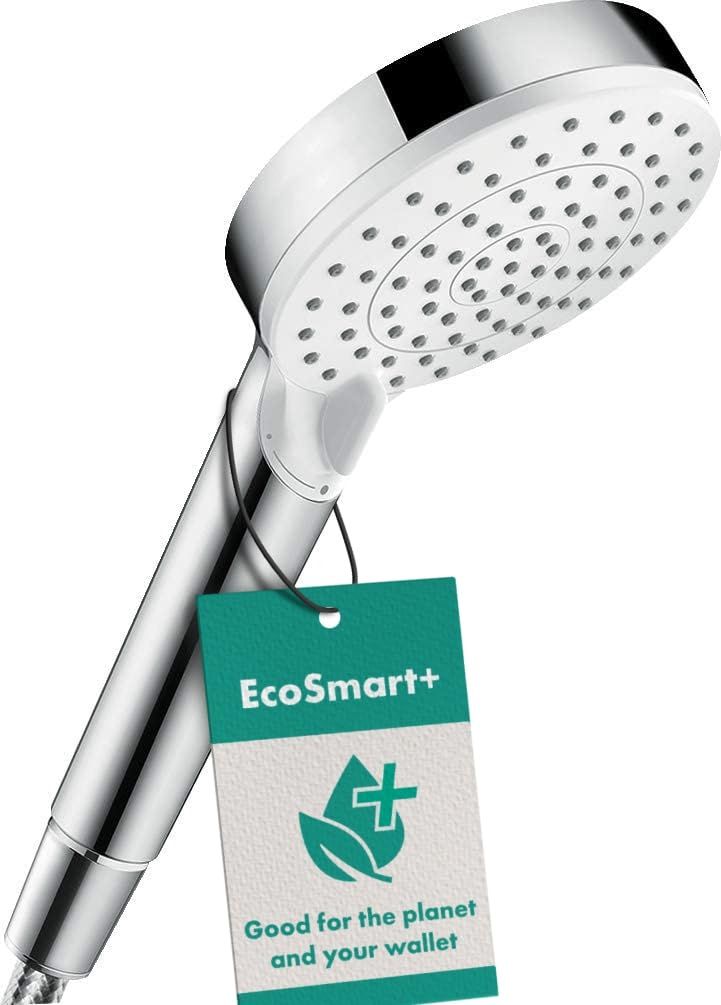 Pommeau de Douche hansgrohe Crometta 26336400 - économie d'eau, Douchette à main Vario Green 6l/min, blanc/chromé