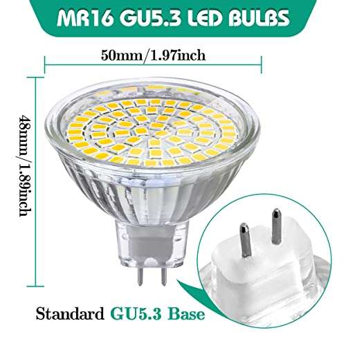 Lot de 12 x Ampoules LED MR16, Spot GU5.3 - 4W / Blanc froid ou chaud (Vendeur Tiers)