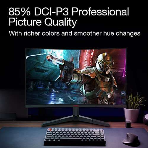 KOORUI 24'' Ecran PC Gaming Incurvé 1800R, Moniteur PC Dalle VA, Résolution  FHD (1080P), 165Hz, DCI-P3 90%, Lunette Ultra-Mince, Inclinaison réglable