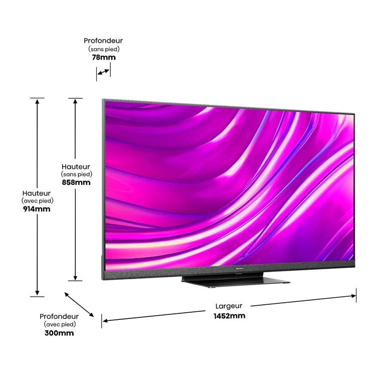 TV 65" Hisense 65U8HQ - Miniled QLED, 100 Hz, IMAX Enhanced, HDMI 2.1, FreeSync Premium, Son 2.1.2 70W Dolby Atmos
