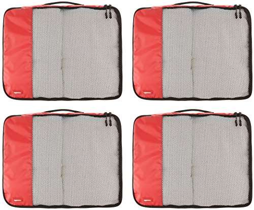 Lot de 4 sacoches de rangement pour bagage Amazon Basics L - rouge (via coupon)