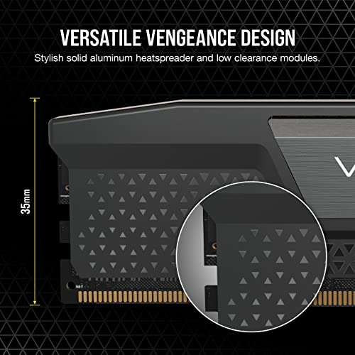 Kit Mémoire RAM Corsair Vengeance (CMK64GX5M2B5600C40) - 64 Go (2 x 32 Go), DDR5, 5600 MHz, C40 (Vendeur Amazon UK)