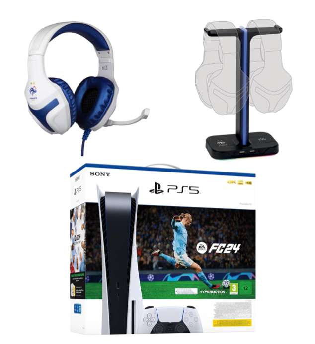 Pack Console PlayStation 5 + EA Sports FC 24 + Casque + Support –