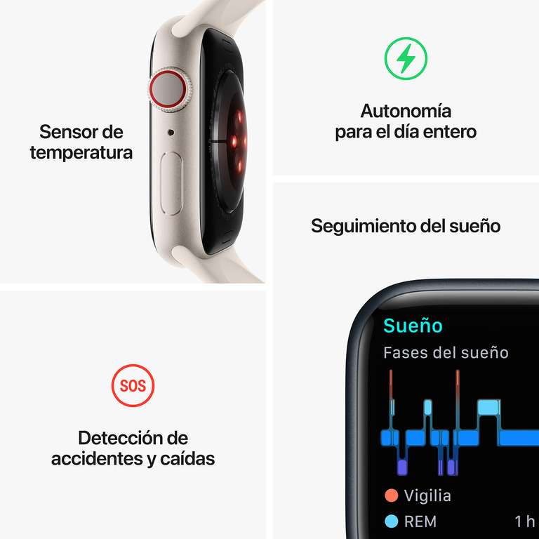 Montre connectée Apple Watch Series 8 - GPS + Cellular, 41mm