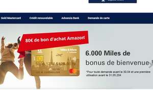 80€ en bon d'achat Amazon offert pour toute souscription à une Miles & More Gold Mastercard